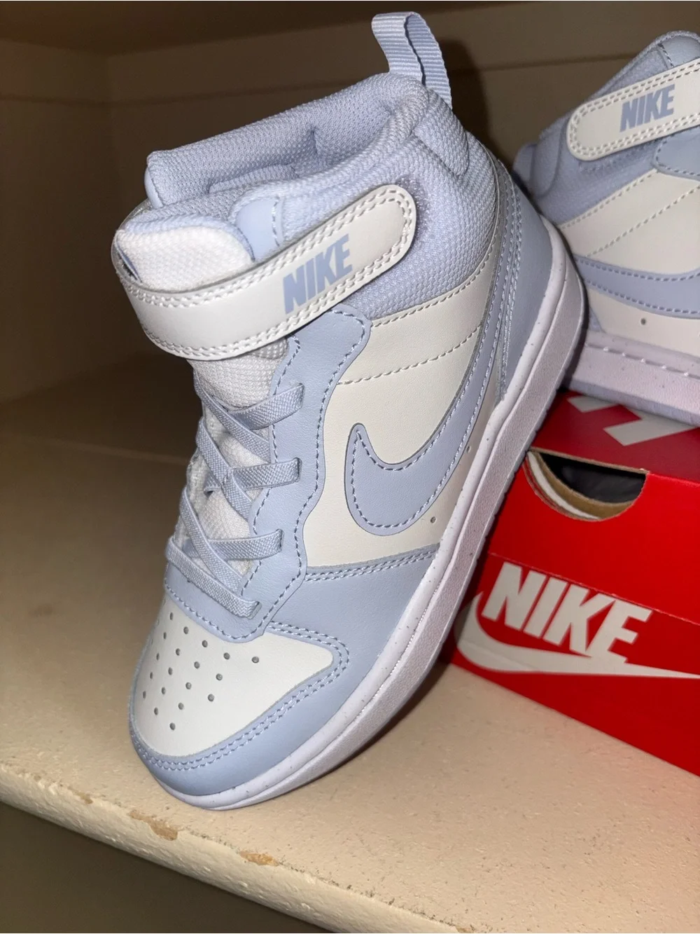 Nike Kids' Light Blue and White High-Top Sneakers